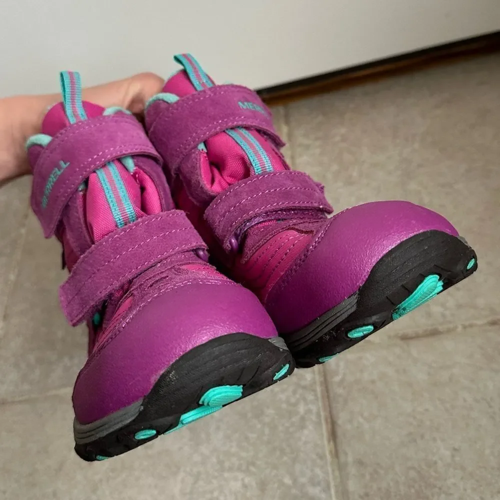 Merrell Girls‎ Moab Polar Mid Strap 2.0 Pink shoes Waterproof Snow Boots size 5